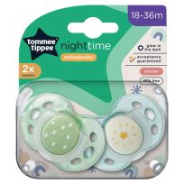 Tommee Tippee Soothers Night Time 6-18 Months 2 Pack