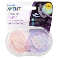 Avent Soothers 0-6 Months Night Time 2 Pack