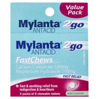 Mylanta 2Go Antacid FastChews Chewable Tablets Mint 24 Pack