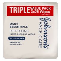 Johnson's Daily Essentials Cleansing Wipes Normal Skin 25 Wipes 3 Pack