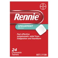 Rennie Spearmint Flavour 24 Chewable Tablets