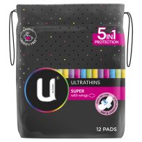 U By Kotex Ultrathin Super Pads with Wings 12 Pack