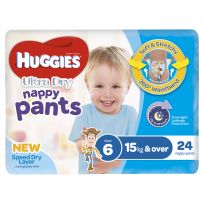 Huggies Ultra Dry Nappy Pants Boys Size 6 24 Pack