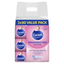 Curash Baby Wipes Fragrance Free Value Pack 3 x 80 Pack