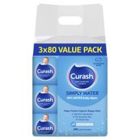 Curash Baby Wipes Simply Water 3 x 80 Pack