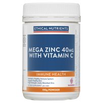 Ethical Nutrients Zinc 40mg Powder + Vitamin C Raspberry Flavour 190g