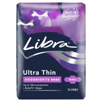 Libra Pads Ultra Thins Goodnights Wings 10 Pack