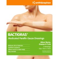 BACTIGRAS Medicated Paraffin Gauze 10cmx10cm 3 Pack