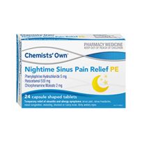 Chemists' Own PE Sinus Pain Relief Nightime 24 Tablets