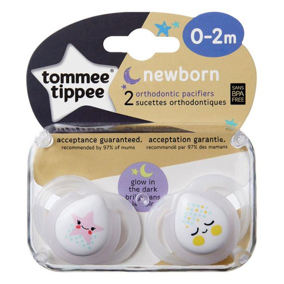 Tommee Tippee Closer to Nature Newborns Night Time Soother 0-2m¦Dummy¦Pack Of 2 