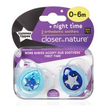 Tommee Tippee Soothers Night Time 0-6 Months 2 Pack