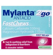 Mylanta 2Go Antacid FastChews Chewable Tablets Mint 8 Pack