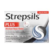 Strepsils Plus Blocked Nose Relief Sore Throat Lozenges 36 Pack