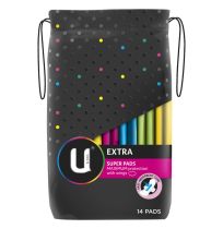 U By Kotex Extra Super Pads with Wings 14 Pack