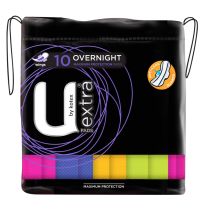 U By Kotex Extra Overnight Pads with Wings 10 Pack