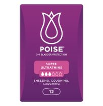 Poise Pads Active Ultrathins Super No Wings 12 Pack