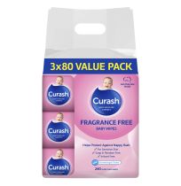 Curash Baby Wipes Fragrance Free Value Pack 3 x 80 Pack