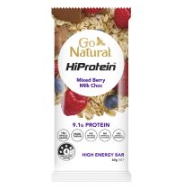 Go Natural HiProtein Energy Bar Mixed Berry Milk Choc 60g