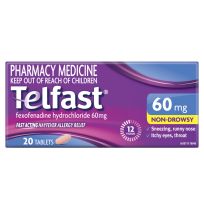 Telfast Hayfever Allergy Relief 60mg 20 Tablets