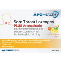 ApoHealth Sore Throat Lozenges Plus Anaesthetic 36 Pack