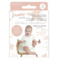 Pandas by LuvMe Cloth Nappy with Insert Natural